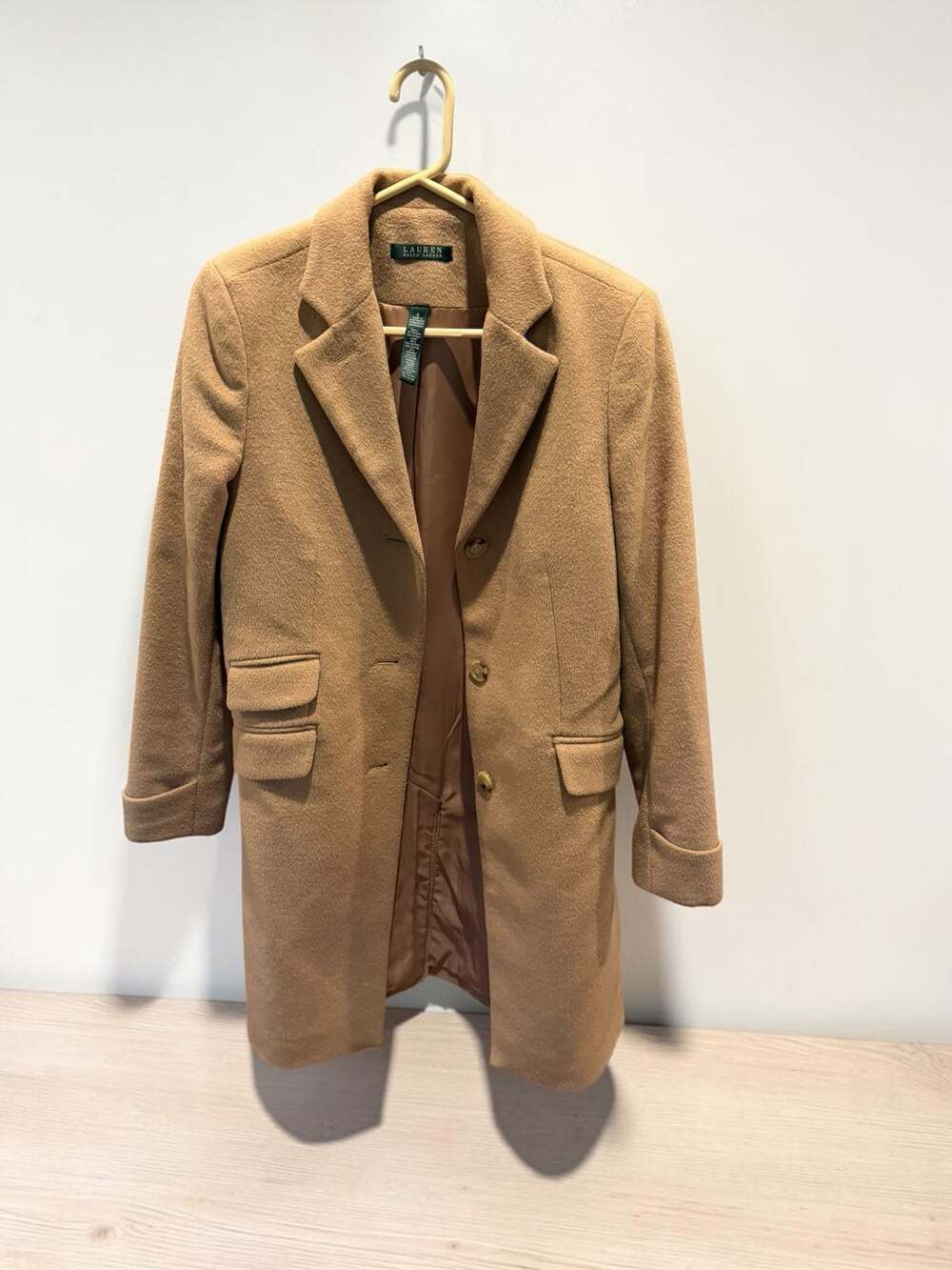 Lauren Ralph Lauren Camel Wool Blend Single Breasted Coat Size 6